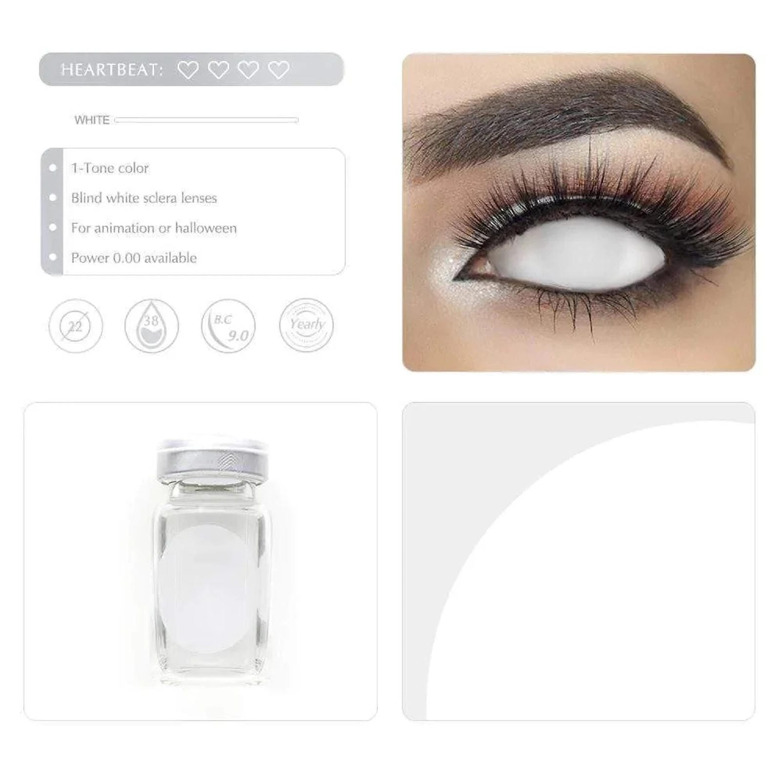 Blind White Full Eye 22mm Sclera