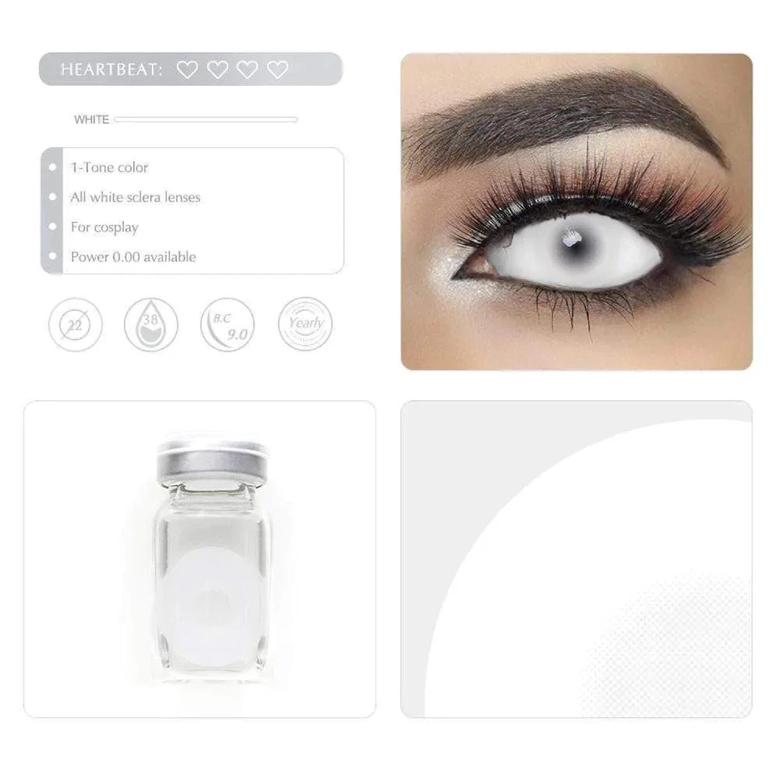 All White Mesh Full Eye 22mm Sclera