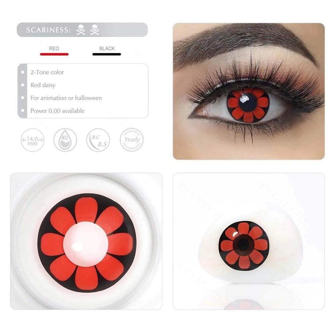 Red Daisy Halloween Contacts