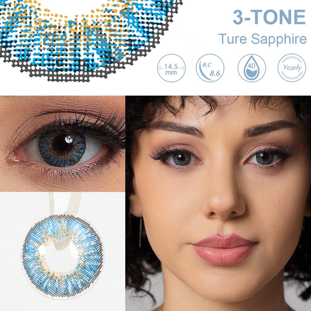 3 Tone True Sapphire Colored Contacts