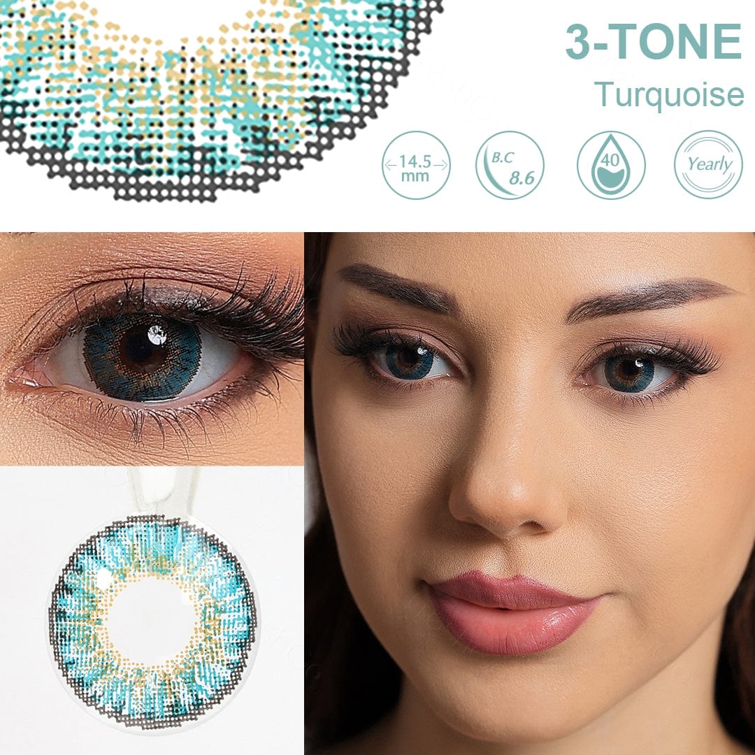 3 Tone Turquoise Colored Contact Lenses